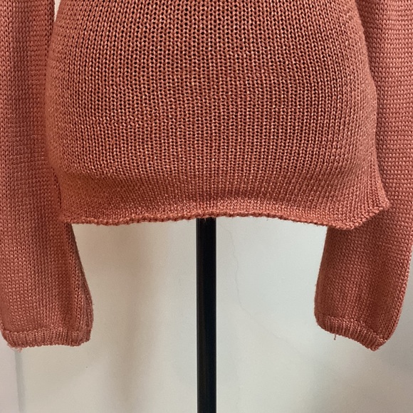 Beautiful coral colored, deep V neck, long sleeved, thin sweater. Spring color! - Picture 6 of 7